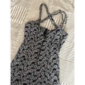 American Rag Black and White Floral Button Front Romper